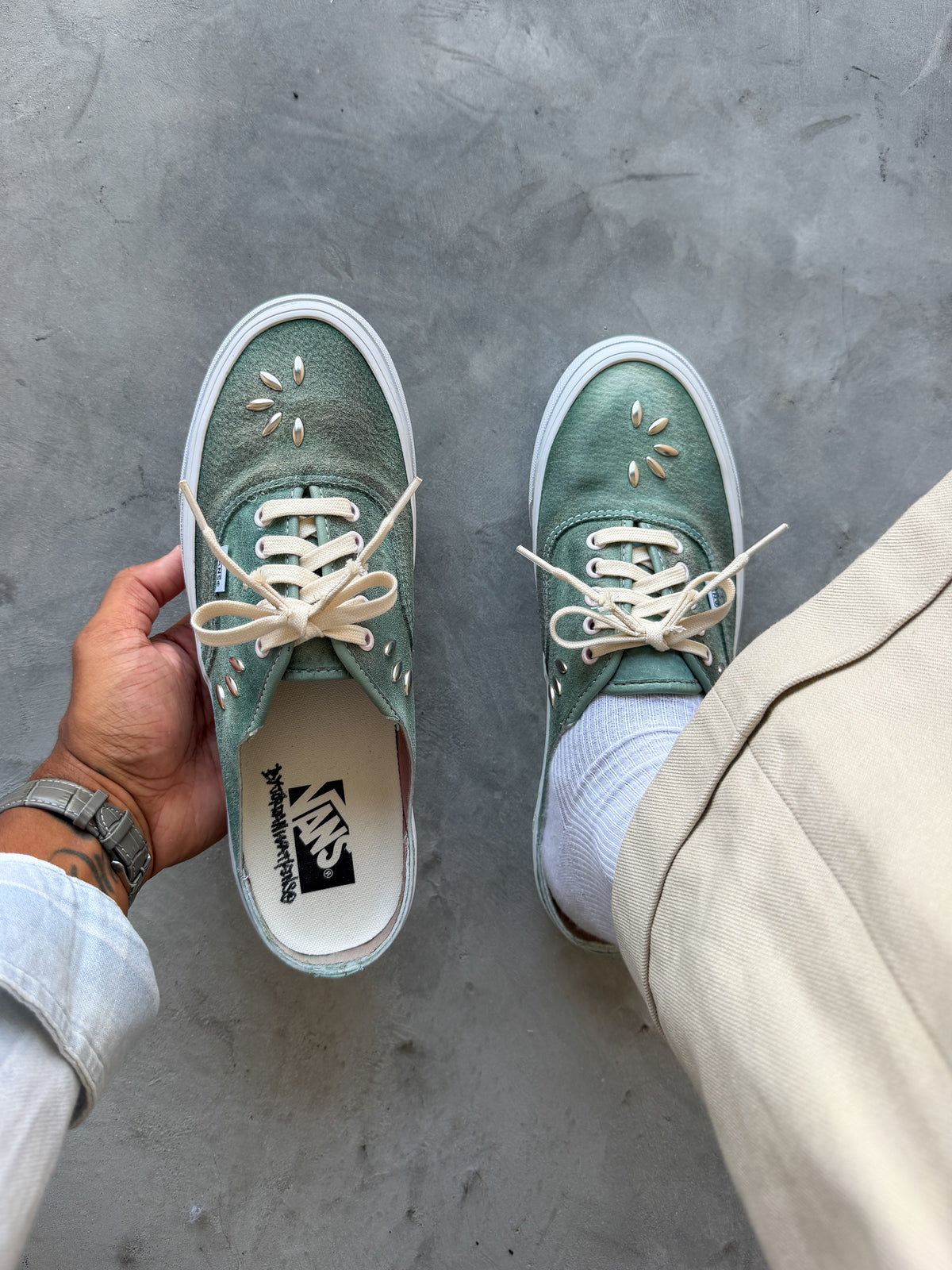 "BARELY GREEN" Suede Slip on